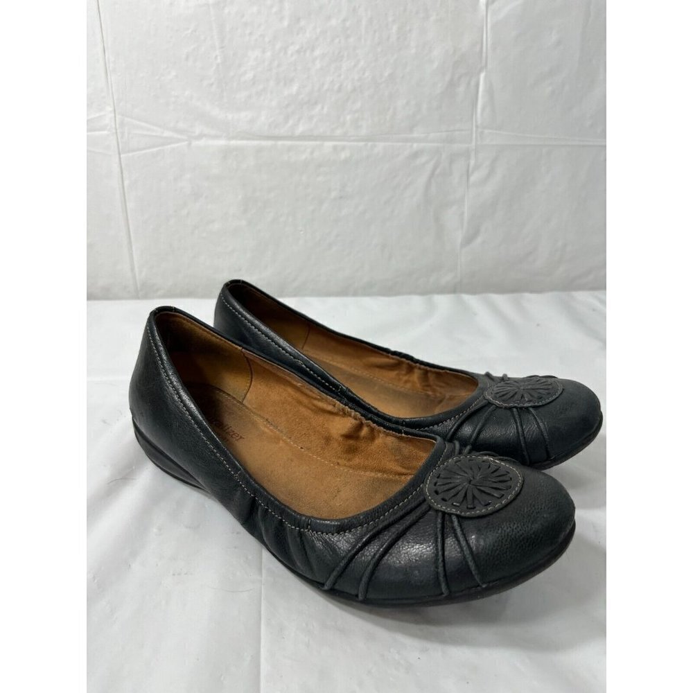 Naturalizer N5 Womens Ballet Flat black Leather Medallion Size 8